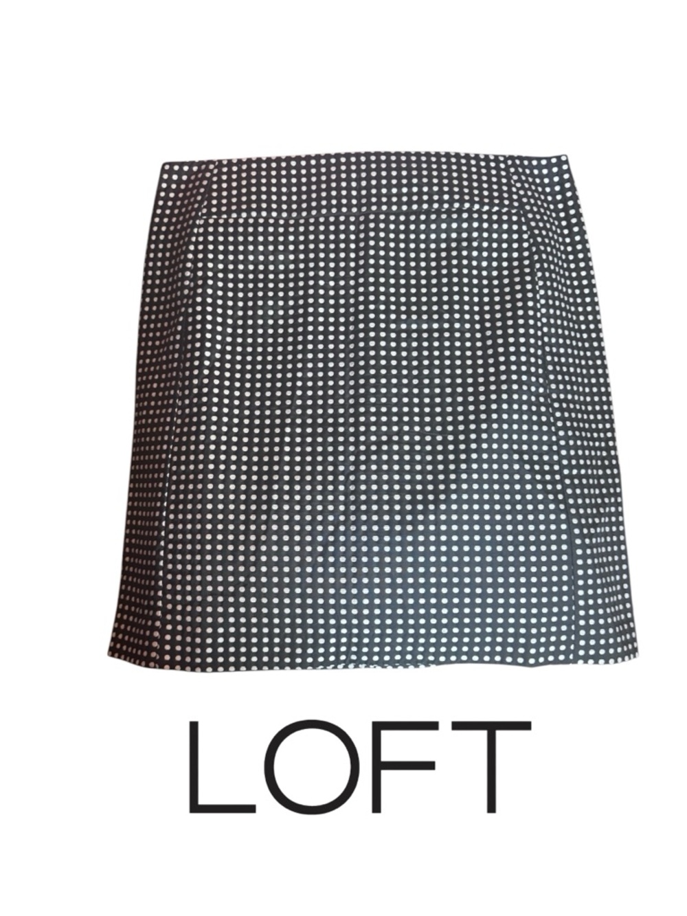 LOFT Black and White Polka Dot Straight Mini Skirt, Sz 12T, NWT
